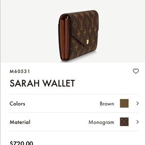 Louis Vuitton Sarah Wallet New Never used still in box.